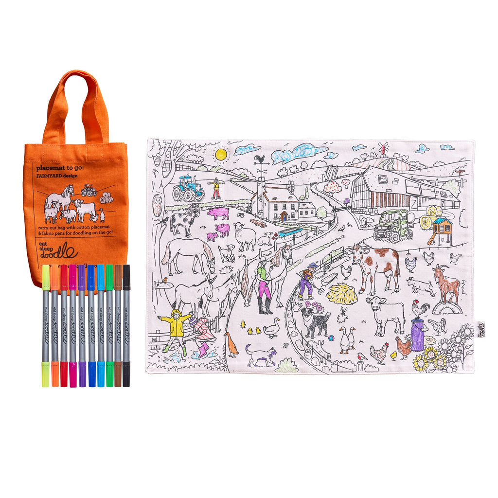 Kibakids - Farmyard Reusable Colour-In Placemat for Kids